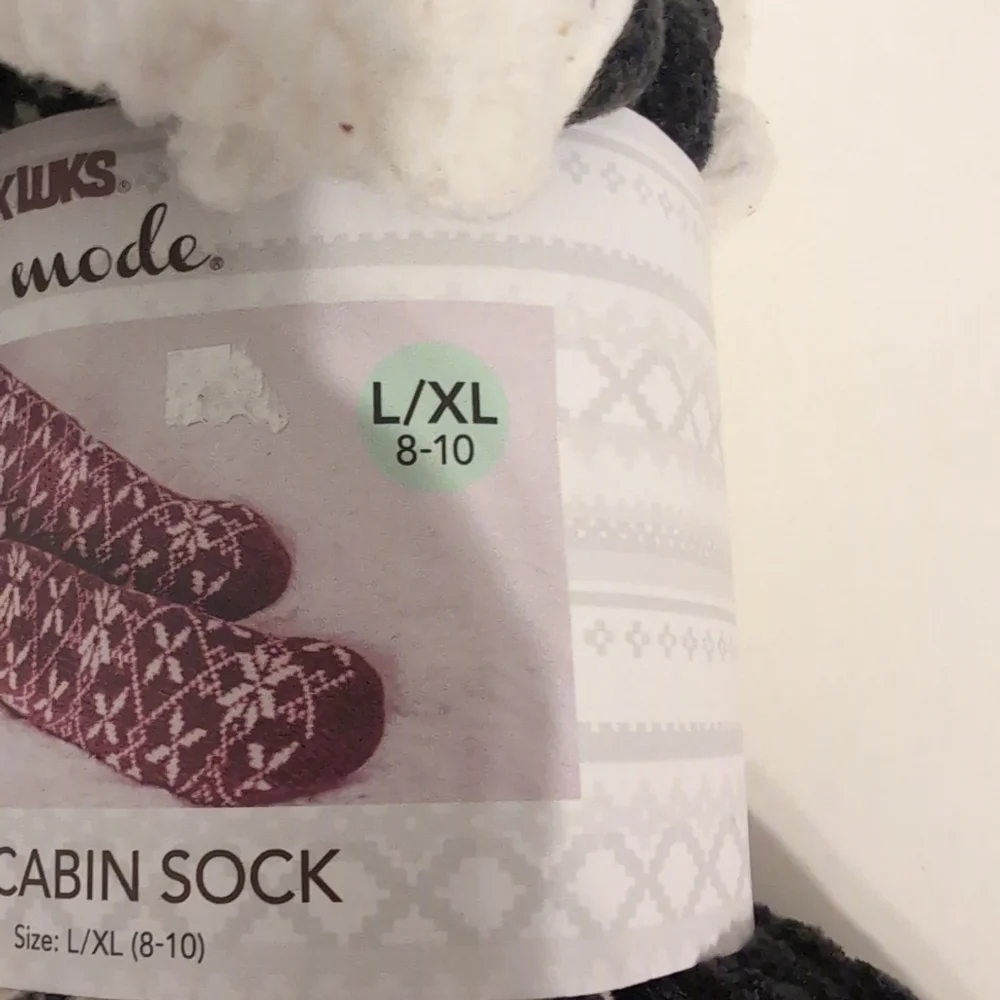 Musk Luks Women's Cabin Socks 2-Pairs Black and White Patterned‎ L/XL (8-10) NEW